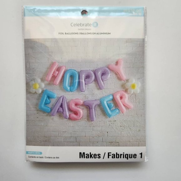 Celebrate It Easter Balloon Happy Easter Balloons Kit, "Hoppy Easter" Pink, Blue - Picture 1 of 7